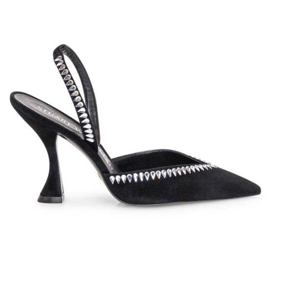 Stuart Weitzman Gemcut Xcurve 100 Slingback Pumps Women's 9.5B Black Pointed Toe - Picture 1 of 15